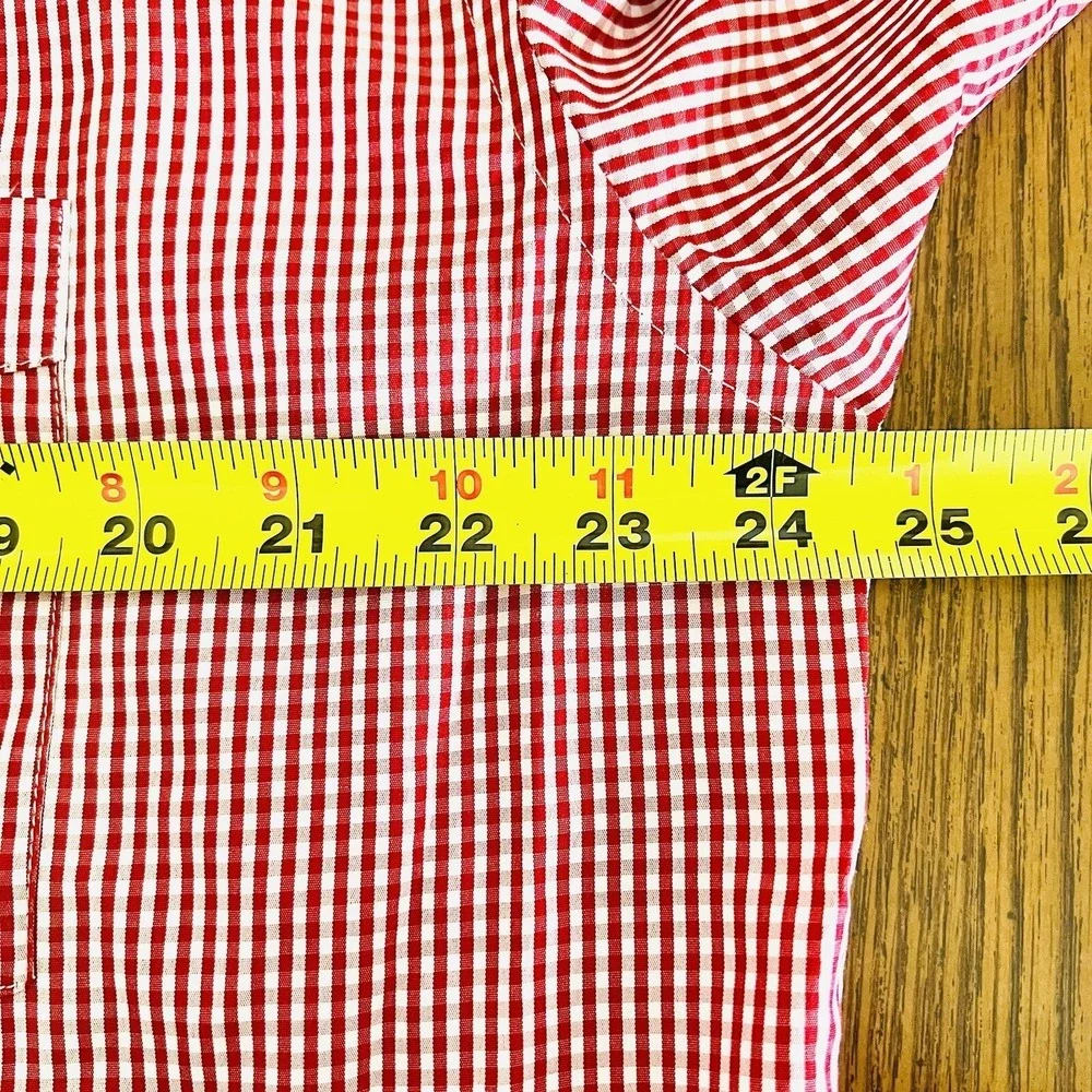 Bohio Men's Shirt Size 1X Short Sleeve Button Up Red/White Gingham Pattern NWT
